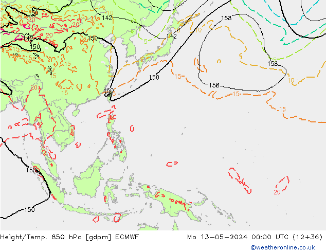 Height/Temp. 850 гПа ECMWF пн 13.05.2024 00 UTC