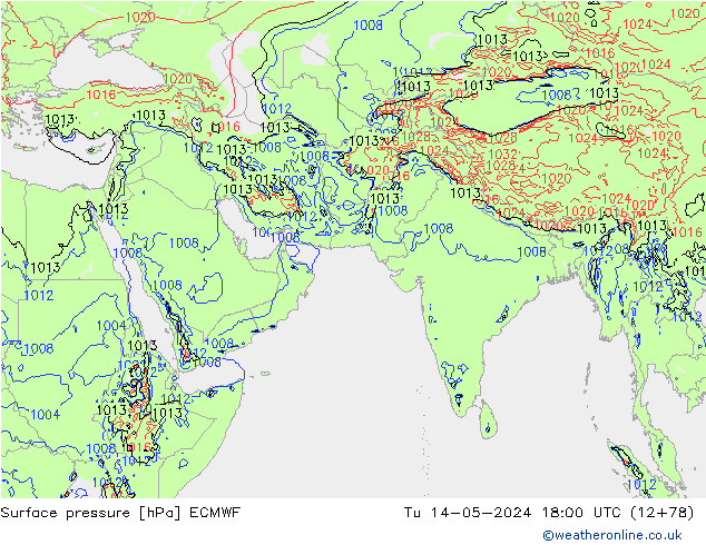 Yer basıncı ECMWF Sa 14.05.2024 18 UTC