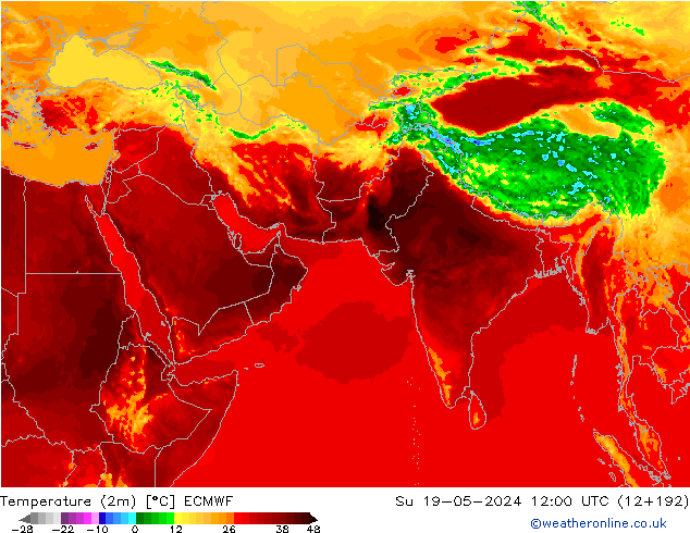 Temperatura (2m) ECMWF Dom 19.05.2024 12 UTC