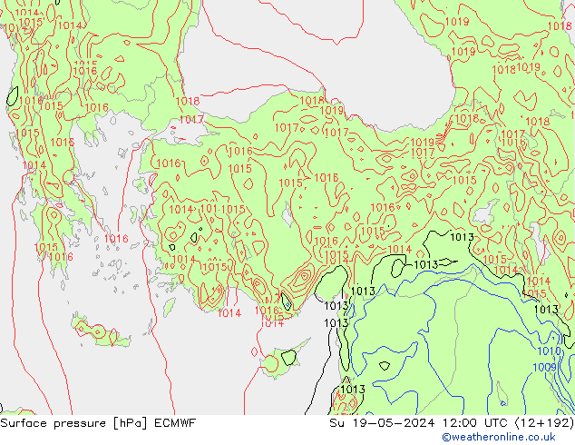 приземное давление ECMWF Вс 19.05.2024 12 UTC