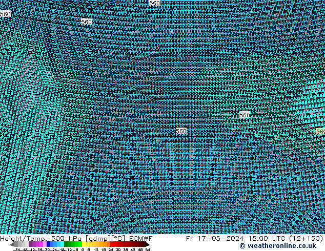 Height/Temp. 500 гПа ECMWF пт 17.05.2024 18 UTC