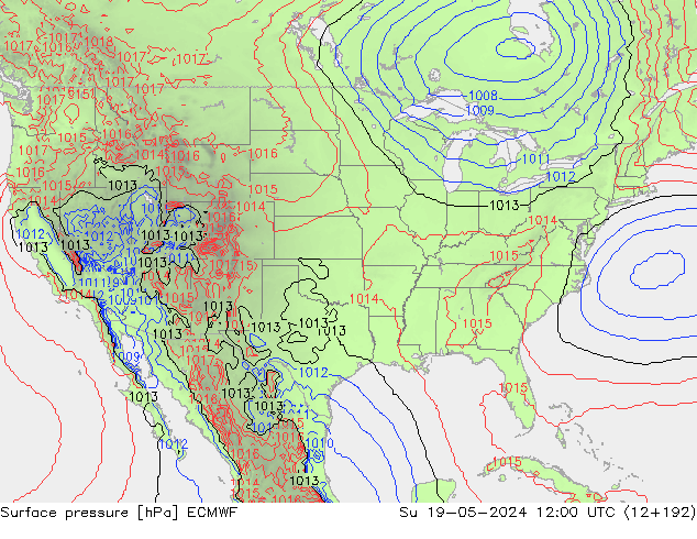 Bodendruck ECMWF So 19.05.2024 12 UTC