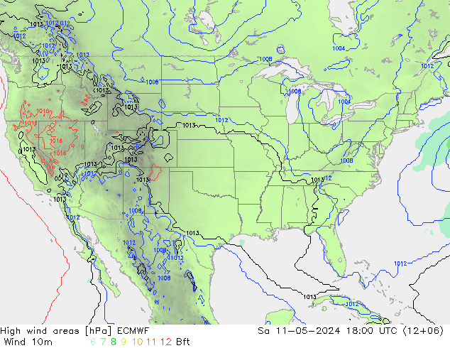 High wind areas ECMWF So 11.05.2024 18 UTC