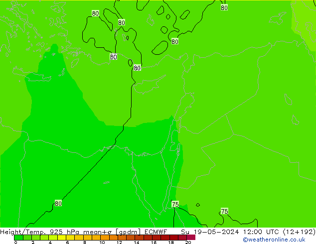 Géop./Temp. 925 hPa ECMWF dim 19.05.2024 12 UTC