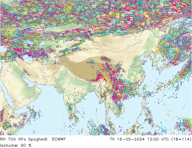 RV 700 hPa Spaghetti ECMWF do 16.05.2024 12 UTC