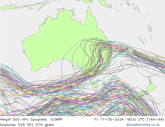 Height 500 hPa Spaghetti ECMWF Sex 17.05.2024 18 UTC