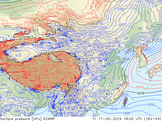 地面气压 ECMWF 星期五 17.05.2024 18 UTC