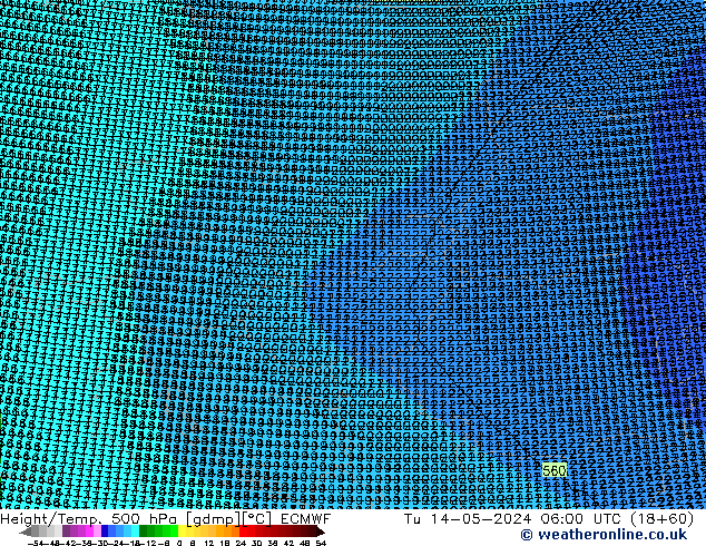 Géop./Temp. 500 hPa ECMWF mar 14.05.2024 06 UTC