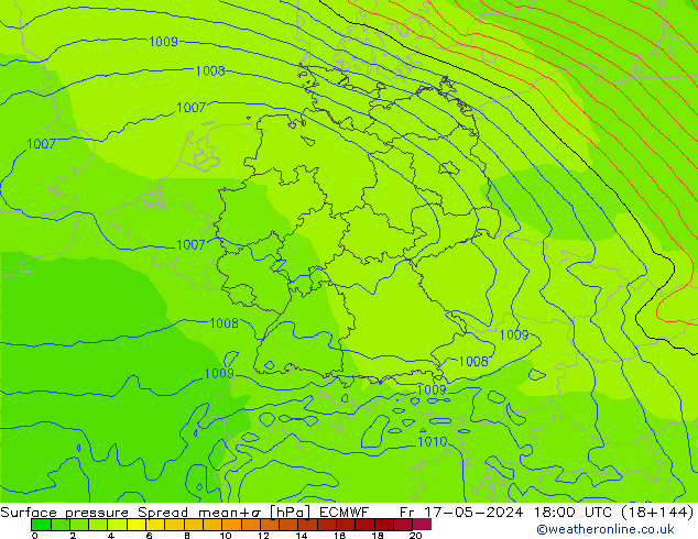 pressão do solo Spread ECMWF Sex 17.05.2024 18 UTC