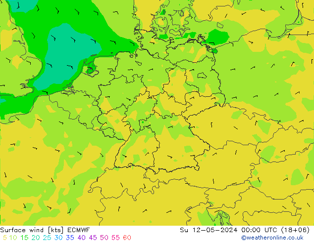 风 10 米 ECMWF 星期日 12.05.2024 00 UTC