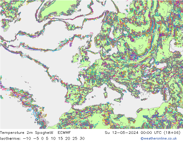 温度图 Spaghetti ECMWF 星期日 12.05.2024 00 UTC