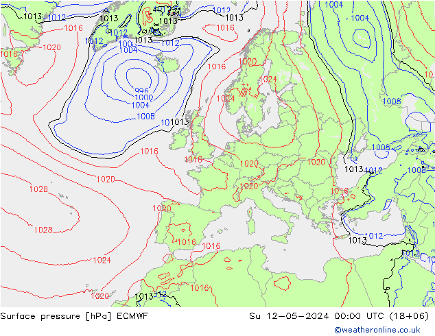 地面气压 ECMWF 星期日 12.05.2024 00 UTC
