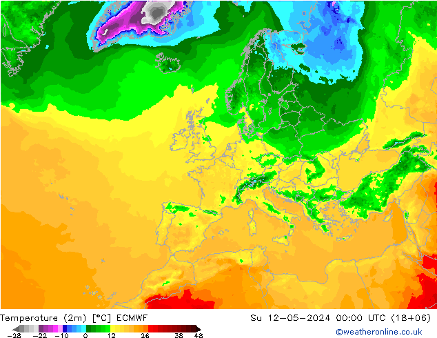 Temperature (2m) ECMWF Ne 12.05.2024 00 UTC