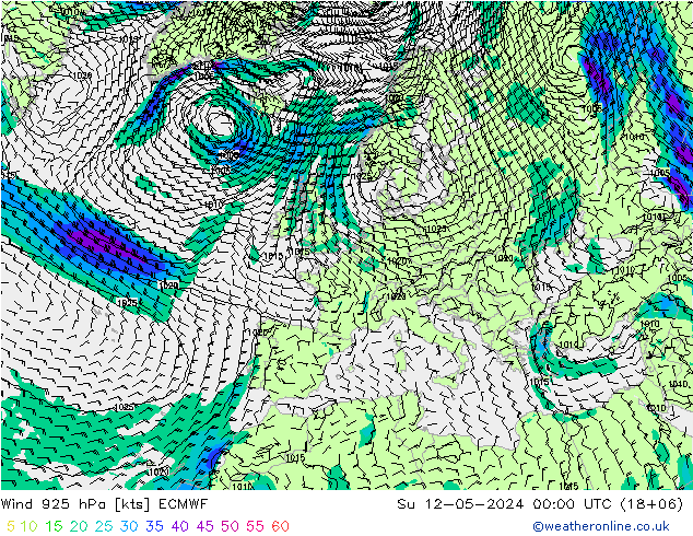风 925 hPa ECMWF 星期日 12.05.2024 00 UTC