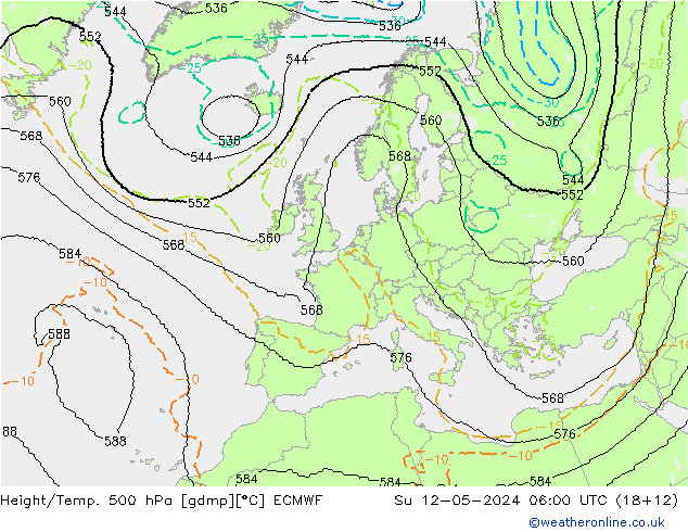 Geop./Temp. 500 hPa ECMWF dom 12.05.2024 06 UTC