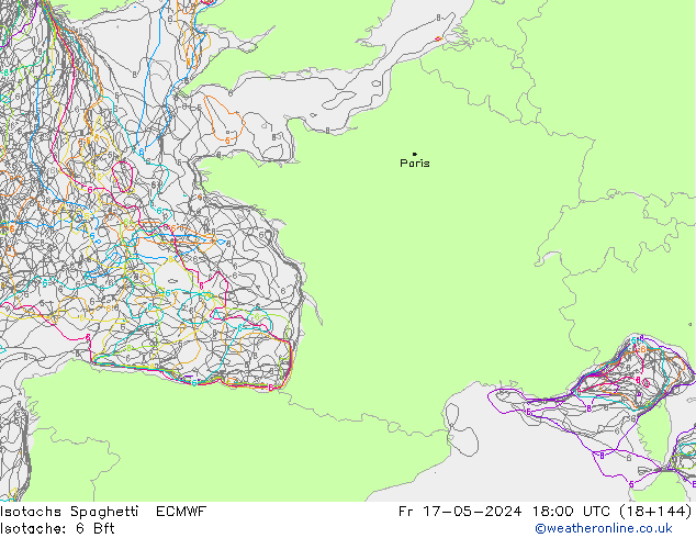 Isotachs Spaghetti ECMWF ven 17.05.2024 18 UTC