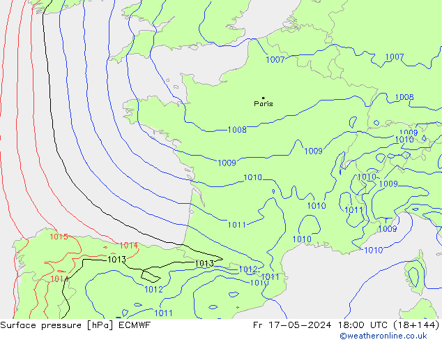 Luchtdruk (Grond) ECMWF vr 17.05.2024 18 UTC