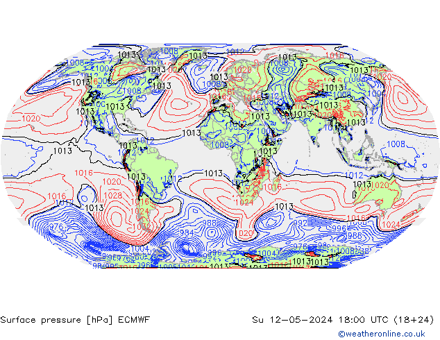 Yer basıncı ECMWF Paz 12.05.2024 18 UTC