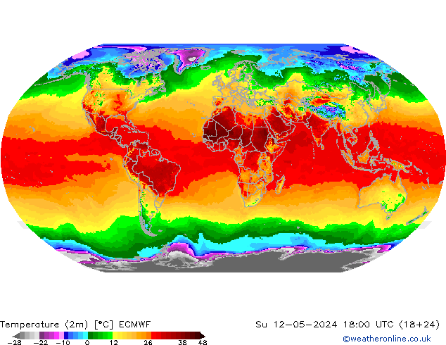 Temperatura (2m) ECMWF dom 12.05.2024 18 UTC