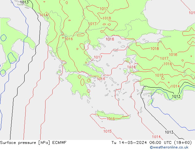 Presión superficial ECMWF mar 14.05.2024 06 UTC