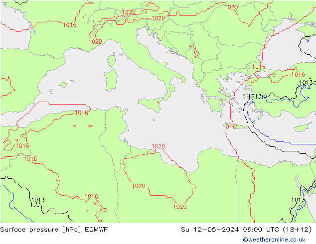 Surface pressure ECMWF Su 12.05.2024 06 UTC