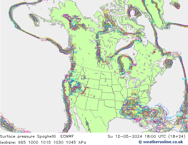 pression de l'air Spaghetti ECMWF dim 12.05.2024 18 UTC