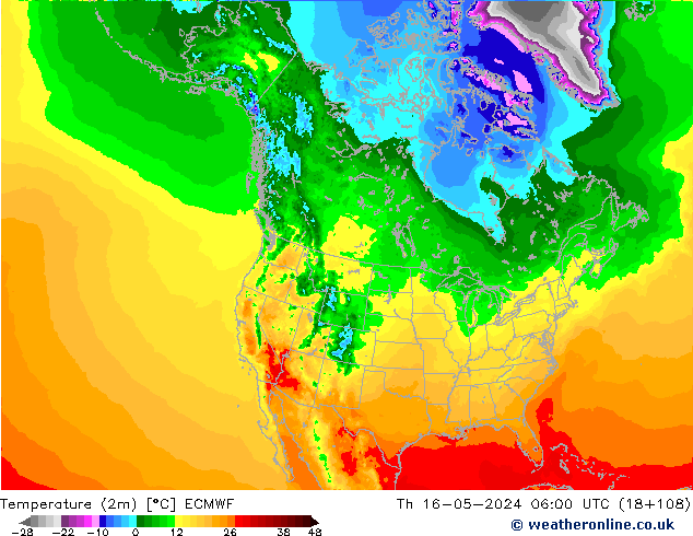 Temperatura (2m) ECMWF jue 16.05.2024 06 UTC