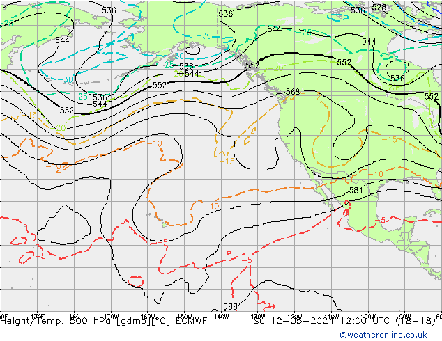 Geop./Temp. 500 hPa ECMWF dom 12.05.2024 12 UTC