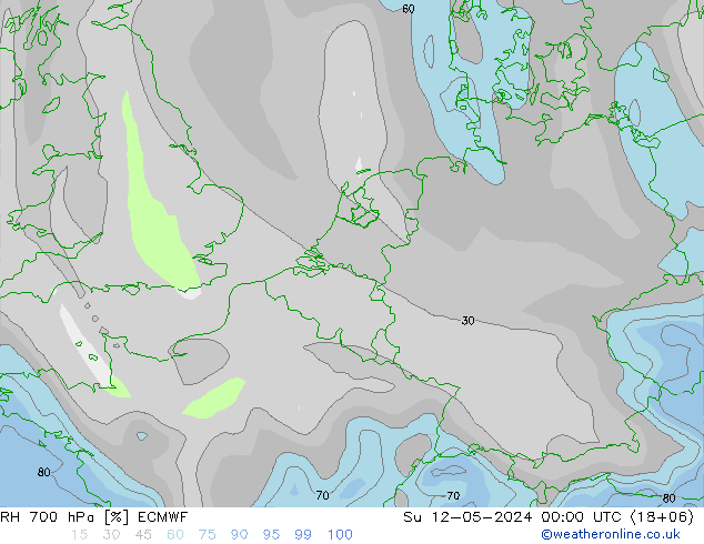 Humidité rel. 700 hPa ECMWF dim 12.05.2024 00 UTC