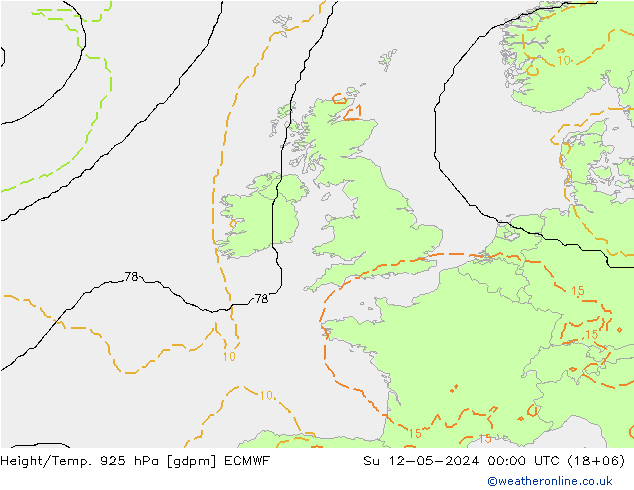 Height/Temp. 925 hPa ECMWF Ne 12.05.2024 00 UTC