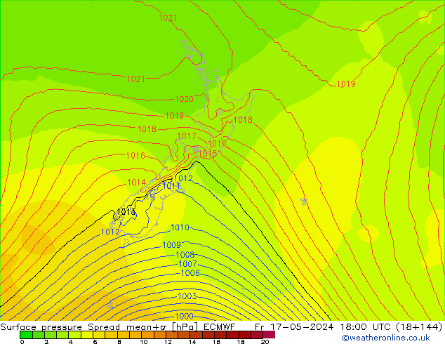 приземное давление Spread ECMWF пт 17.05.2024 18 UTC