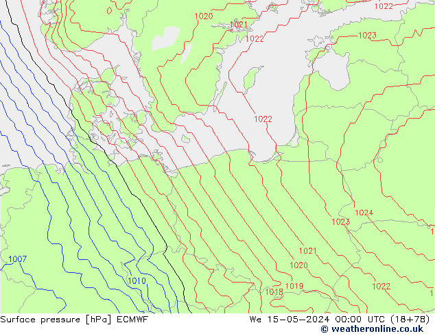 Luchtdruk (Grond) ECMWF wo 15.05.2024 00 UTC