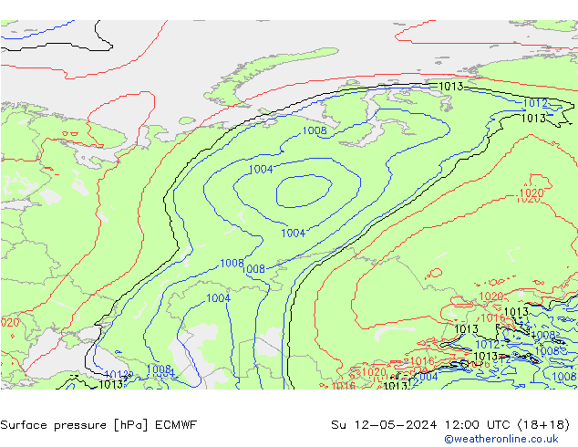 Presión superficial ECMWF dom 12.05.2024 12 UTC