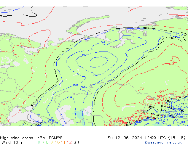 High wind areas ECMWF  12.05.2024 12 UTC