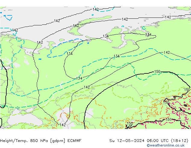 Height/Temp. 850 hPa ECMWF Ne 12.05.2024 06 UTC