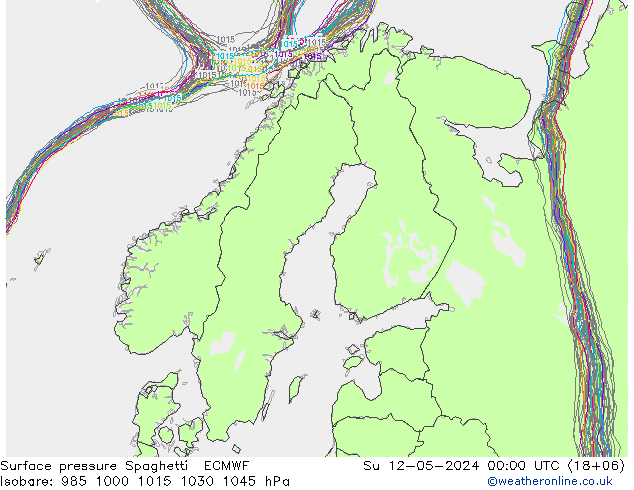 pressão do solo Spaghetti ECMWF Dom 12.05.2024 00 UTC