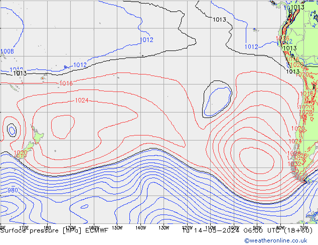 Bodendruck ECMWF Di 14.05.2024 06 UTC
