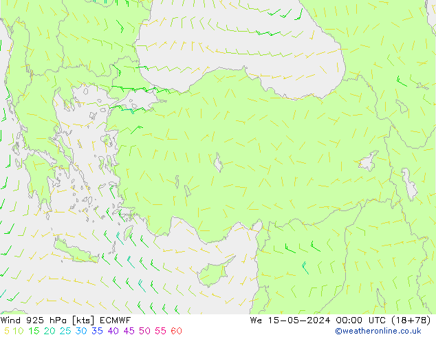 Rüzgar 925 hPa ECMWF Çar 15.05.2024 00 UTC