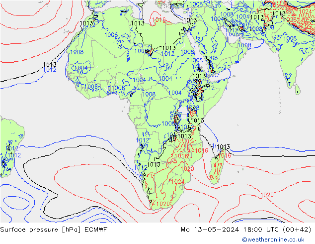 Yer basıncı ECMWF Pzt 13.05.2024 18 UTC