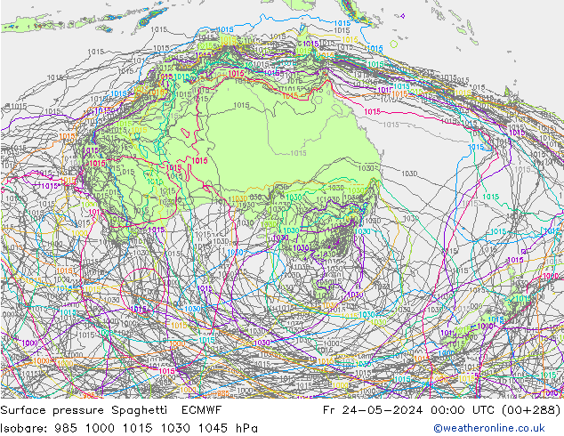 Atmosférický tlak Spaghetti ECMWF Pá 24.05.2024 00 UTC