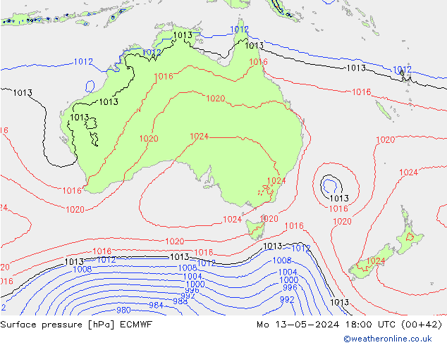 Yer basıncı ECMWF Pzt 13.05.2024 18 UTC