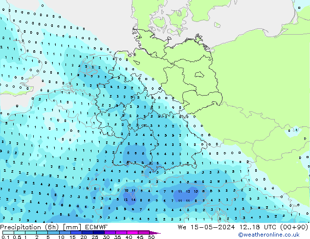 Precipitation (6h) ECMWF St 15.05.2024 18 UTC