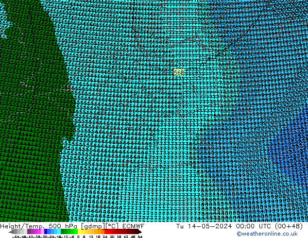 Height/Temp. 500 hPa ECMWF Di 14.05.2024 00 UTC