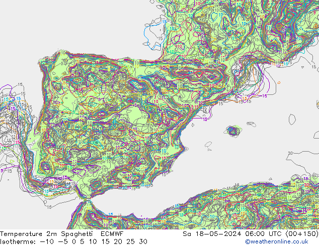Temperatuurkaart Spaghetti ECMWF za 18.05.2024 06 UTC