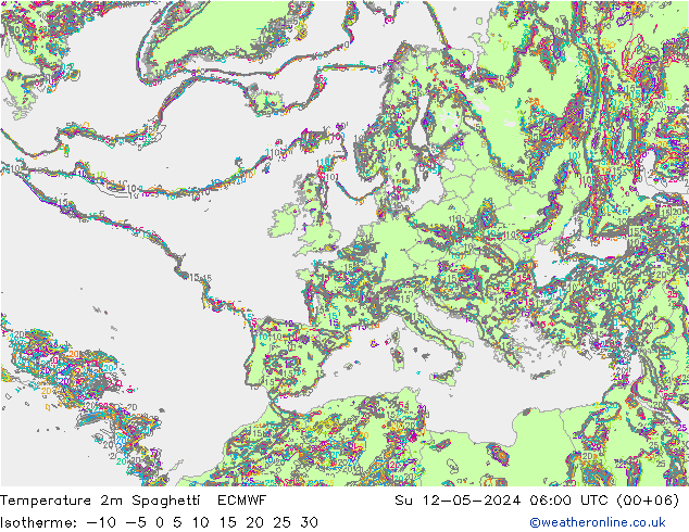 Temperature 2m Spaghetti ECMWF Su 12.05.2024 06 UTC