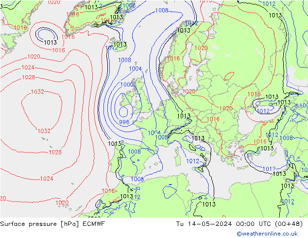 Pressione al suolo ECMWF mar 14.05.2024 00 UTC