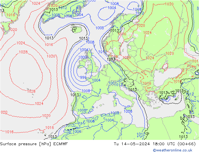 pressão do solo ECMWF Ter 14.05.2024 18 UTC