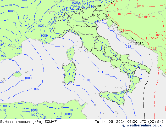 Presión superficial ECMWF mar 14.05.2024 06 UTC