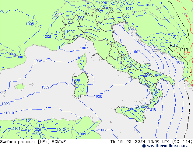 приземное давление ECMWF чт 16.05.2024 18 UTC