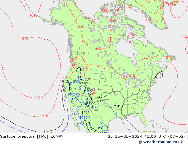 Atmosférický tlak ECMWF So 25.05.2024 12 UTC
